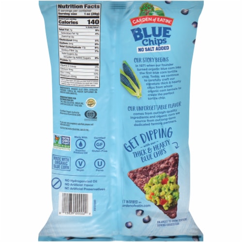 Garden of Eatin'® No Salt Added Blue Corn Tortilla Chips Perspective: back