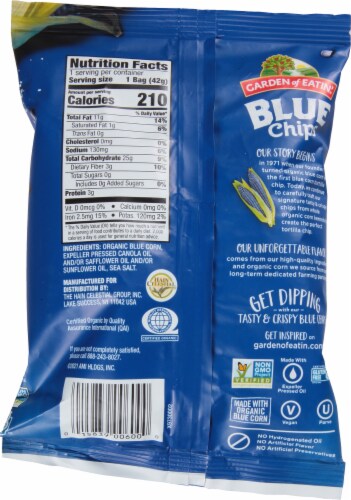 Blue Corn Tortilla Chips No Added Salt - Garden of Eatin