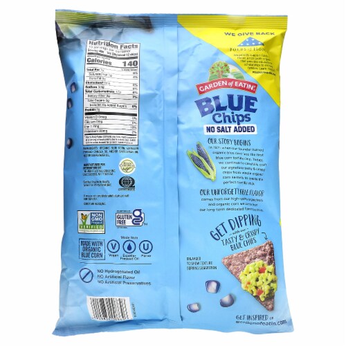 Garden of Eatin' No Salt Blues Tortilla Chips 10 OZ Perspective: back
