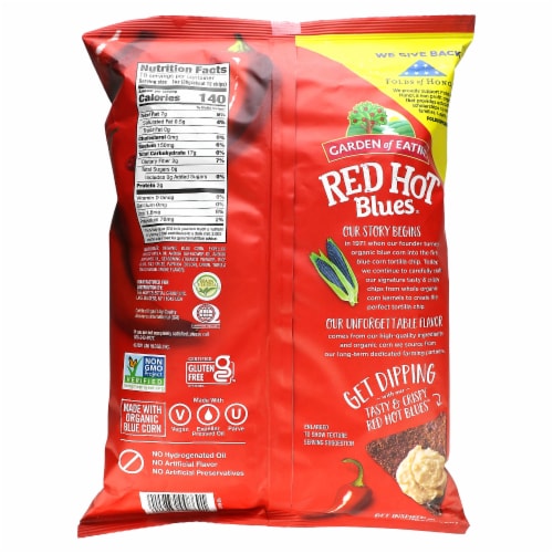 Garden of Eatin' Red Hot Blues Tortilla Chips 10 OZ Perspective: back