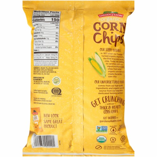 Garden of Eatin' Organic Sea Salt Corn Chips Perspective: back