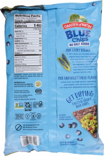 Garden of Eatin' Unsalted Blue Tortilla Chips Perspective: back