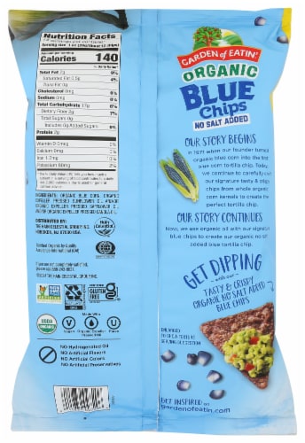 Garden of Eatin'® Organic Tortilla Blue Corn Non-Salted Chips Perspective: back
