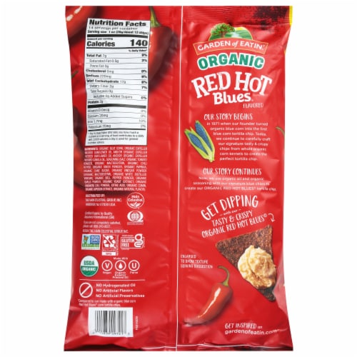 Garden of Eatin'® Organic Red Hot Blues® Corn Tortilla Chips Perspective: back