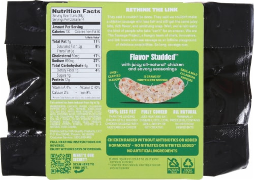 The Sausage Project Italian Herb Chicken Sausage Perspective: back