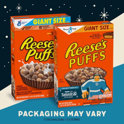 General Mills REESE'S PUFFS Chocolatey Peanut Butter Cereal Giant Size Perspective: back