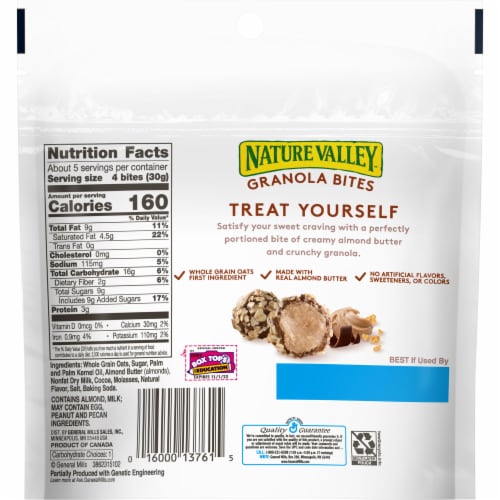 Nature Valley Almond Butter Chocolate Granola Bites Perspective: back