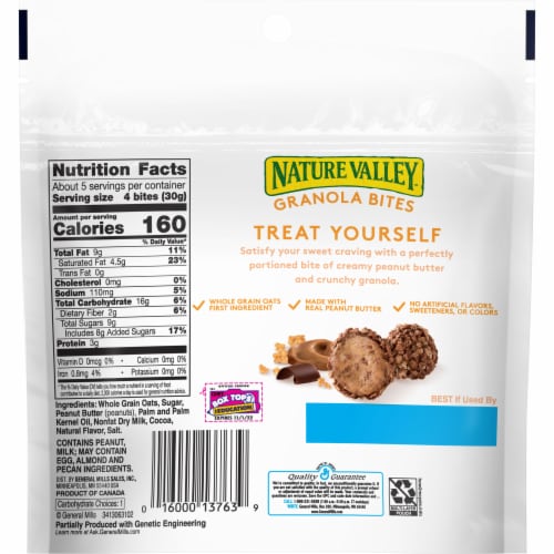 Nature Valley Peanut Butter Chocolate Granola Bites Perspective: back
