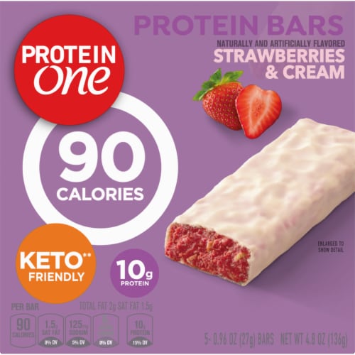 Protein One 90 Calorie Strawberries and Cream Keto Friendly Protein Bars Perspective: back