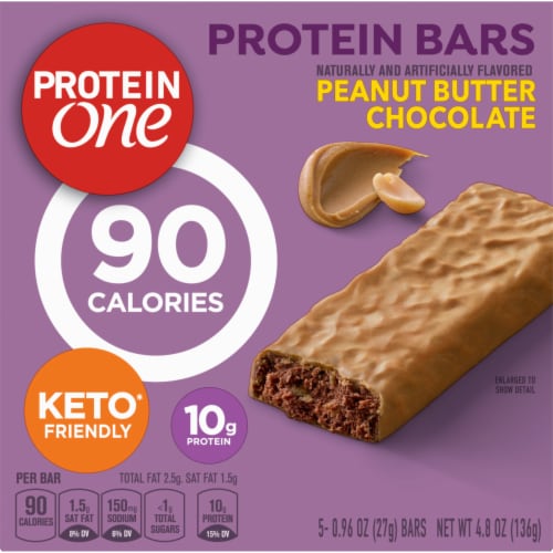 Protein One 90 Calorie Peanut Butter Chocolate Fudge Keto Friendly Protein Bars Perspective: back