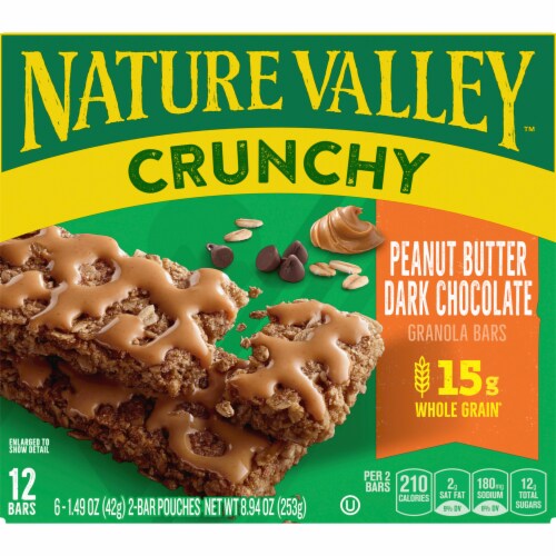 Nature Valley Whole Grain Peanut Butter Dark Chocolate Crunchy Granola Bars Snacks Perspective: back