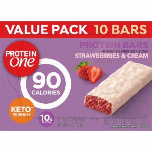 Protein One Strawberries and Cream 90 Calorie Protein Bars Keto Friendly Snack Bars Perspective: back