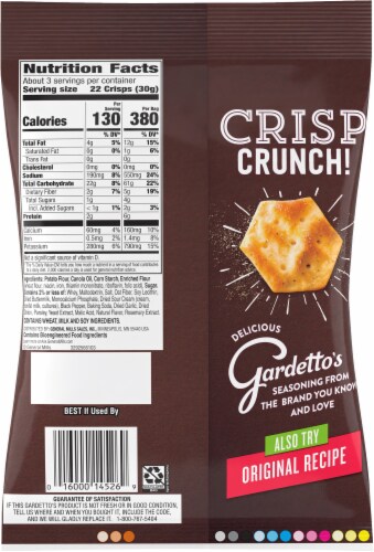 Gardetto's™ Peppercorn Ranch Potato & Wheat Crisps Perspective: back
