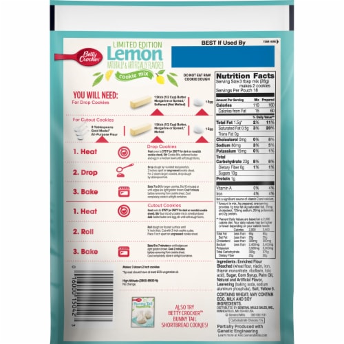 Betty Crocker Limited Edition Lemon Cookie Mix Perspective: back