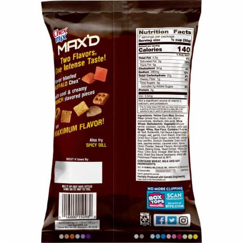 Chex Mix Max'd Buffalo Ranch Flavor Blasted Snack Mix Perspective: back