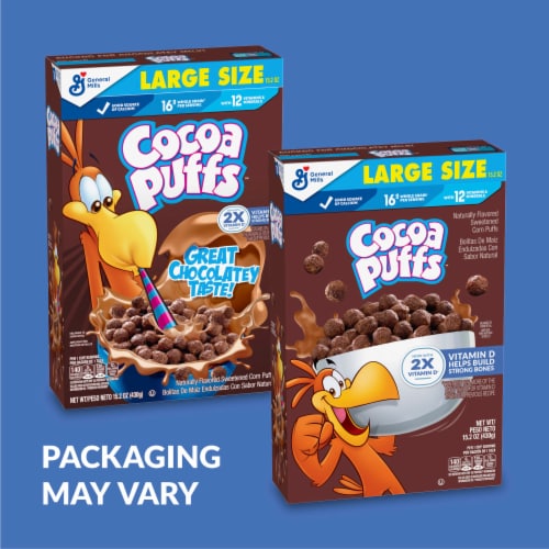 General Mills Cocoa Puffs Large Size Cereal Perspective: back