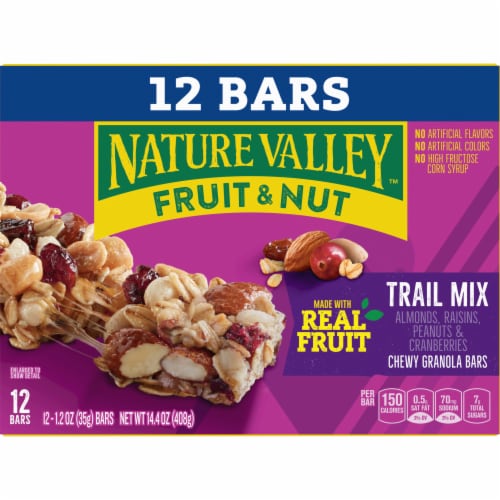 Nature Valley Whole Grain Trail Mix Chewy Fruit and Nut Granola Bars Lunch Box Snacks Perspective: back
