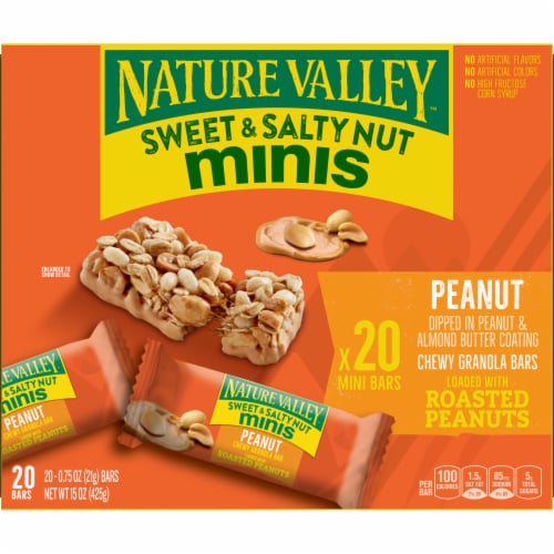Nature Valley Whole Grain Peanut Sweet and Salty Nut Chewy Mini Granola Bars Snacks Perspective: back
