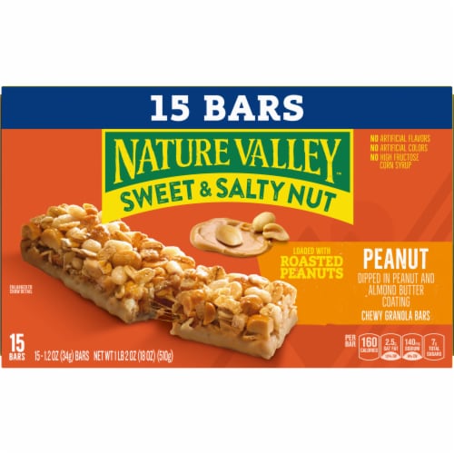 Nature Valley Whole Grain Peanut Sweet and Salty Nut Chewy Granola Bars Snacks Perspective: back