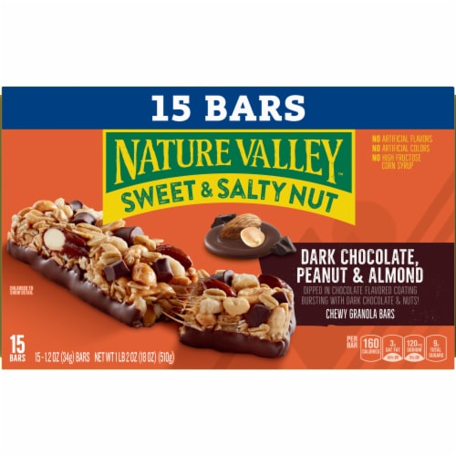 Nature Valley Sweet and Salty Dark Chocolate Peanut Almond Nut Bars Perspective: back