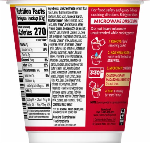 Hamburger Helper Bold Cheesy Pizza Mac & Cheese Microwave Cup Perspective: back