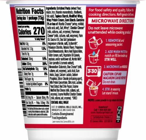 Hamburger Helper™ Bold Three Cheese Mac & Cheese Microwave Cup Perspective: back