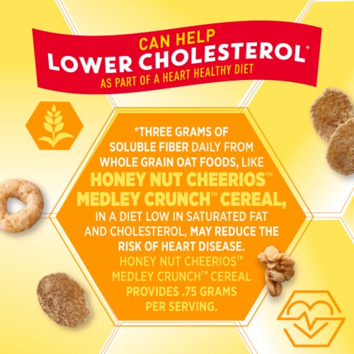 Big G Cereal Medley Crunch Honey Nut Cheerios Cereal - Large Size Box Perspective: back