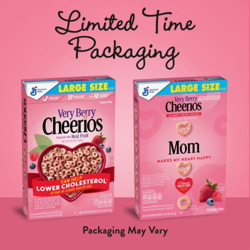 General Mills Very Berry Cheerios Large Size Cereal Perspective: back
