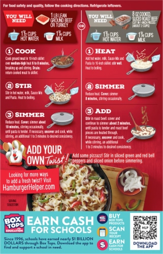 Hamburger Helper™ Deluxe Philly Cheesesteak Pasta and Cheesy Sauce Mix Perspective: back