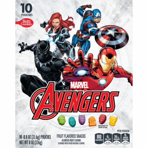 Marvel Avengers Gluten Free Fruit Flavored Snacks Perspective: back
