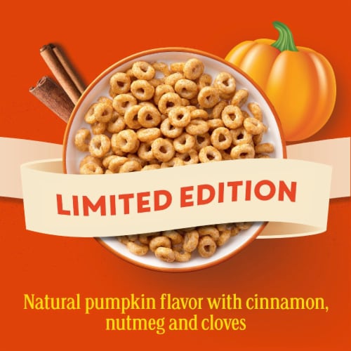 General Mills Pumpkin Spice Cheerios Family Size Cereal Perspective: back