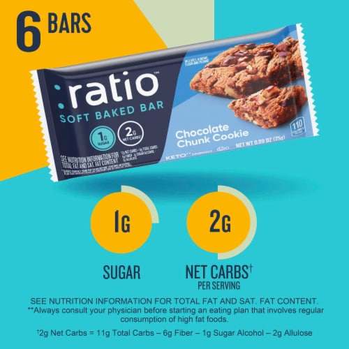 Ratio Soft Baked Chocolate Chunk Cookie Keto Friendly Bars Perspective: back