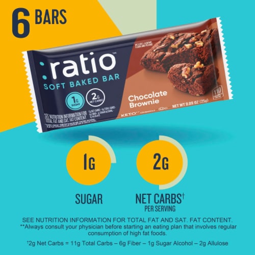 Ratio Soft Baked Chocolate Brownie Keto Friendly Bars Perspective: back