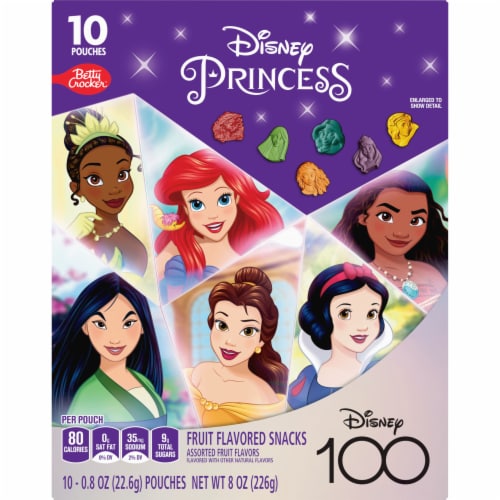 Disney Princess Fruit Flavored Snacks Treat Pouches Perspective: back