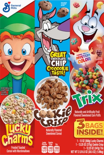 General Mills Lucky Charms™ Cookie Crisp™ & Trix™ Variety Pack Cereal Perspective: back