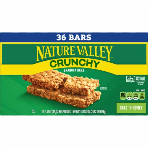 Nature Valley Oats 'n Honey Crunchy Granola Bars Perspective: back