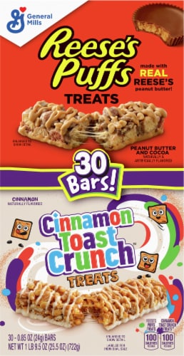 General Mills Reese's Puffs & Cinnamon Toast Crunch Treats Perspective: back