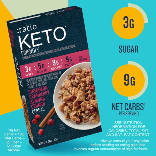 :ratio Keto Friendly Cinnamon Cranberry Almond Crunch Breakfast Cereal Perspective: back