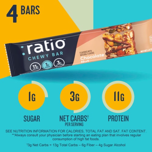 Ratio KETO Friendly Chocolate Nut Chewy Protein Bars Gluten Free Snacks Perspective: back