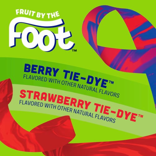 Fruit by the Foot Berry and Strawberry Tie-Dye King Size Fruit Flavored Snacks Perspective: back