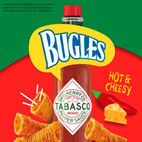 Bugles Tabasco Flavored Crispy Corn Snacks Perspective: back