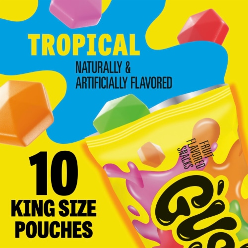 Gushers Fruit Flavored Snacks Tropical Flavor King Size Pouches Perspective: back