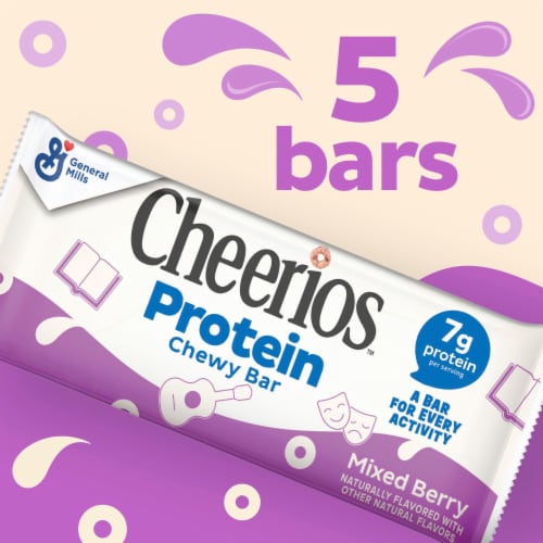 Cheerios Protein Mixed Berry Chewy Cereal Treat Bars Perspective: back