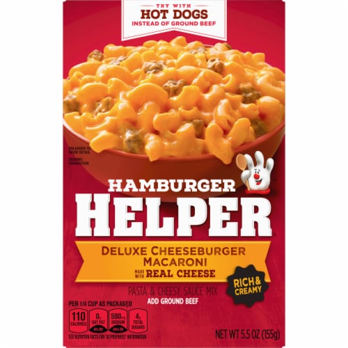 Hamburger Helper Deluxe Cheeseburger Macaroni Pasta & Cheesy Sauce Mix Perspective: back