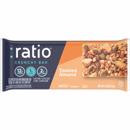 Ratio KETO Friendly Toasted Almond Crunchy Bars Perspective: back