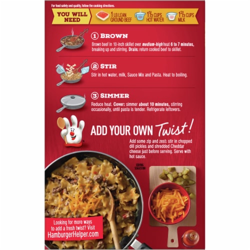 Hamburger Helper™ Cheddar Cheese Melt Pasta & Sauce Mix Perspective: back