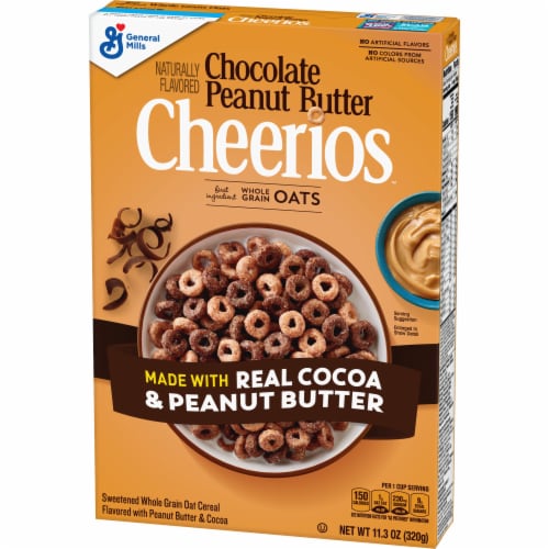 Chocolate Cheerios Peanut Butter Gluten Free Family Size Breakfast Cereal Perspective: back