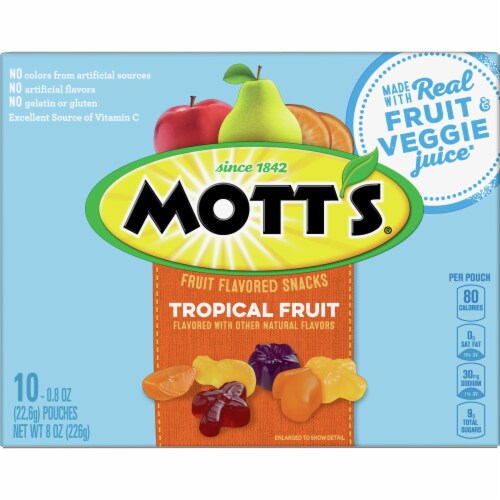 Mott's Tropical Fruit Flavored Snacks Perspective: back