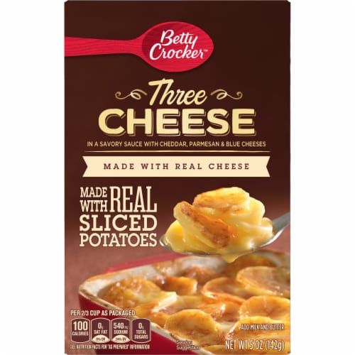 Betty Crocker Three Cheese Potatoes Made with Real Cheese Perspective: back