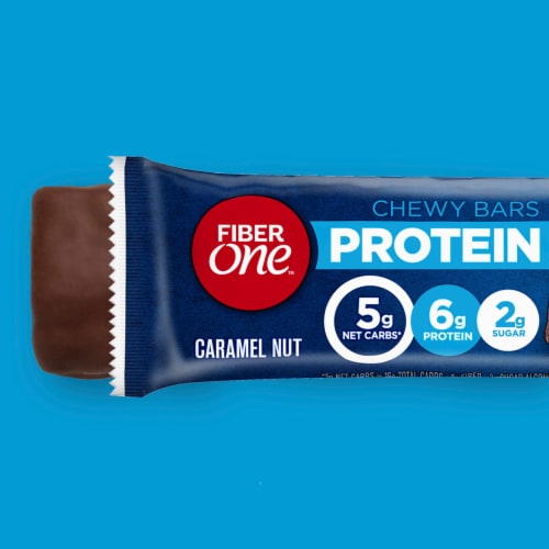 Fiber One Caramel Nut Chewy Protein Bars Healthy Lunch Box Snacks Perspective: back